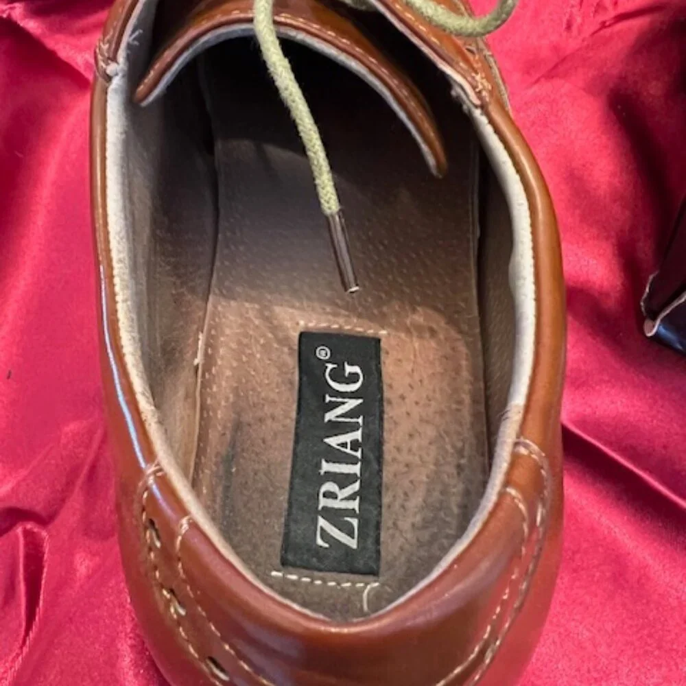 ZRIANG men's dress shoes tan Chas Cap Toe Oxford shoes‎ Size 10.5